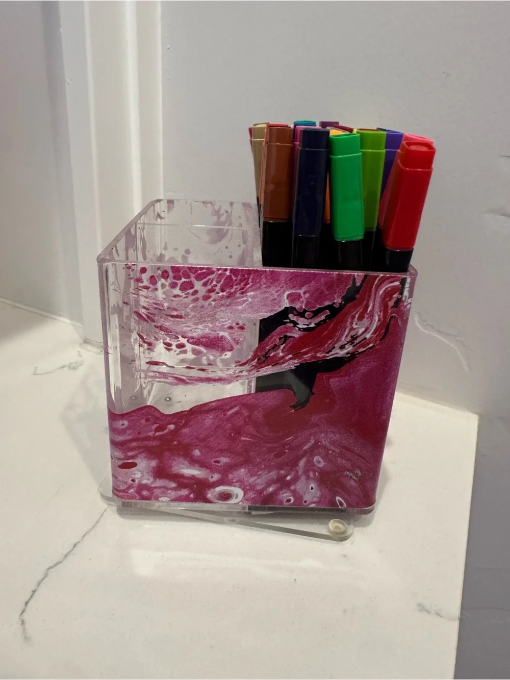 Pink Acrylic Pen Organizer